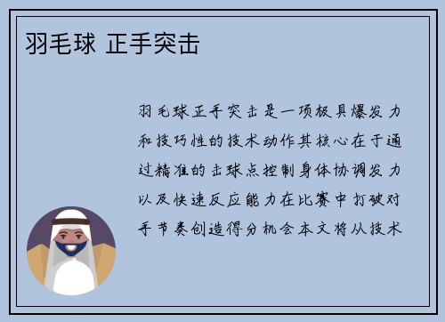 羽毛球 正手突击